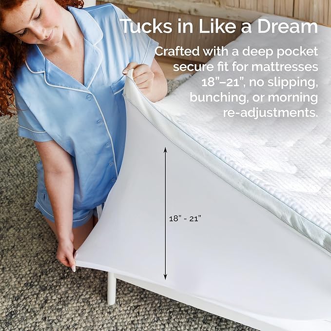 Plush Cooling California King Mattress Topper with Bamboo Viscose Cover - Soft Pillow Top Design for Back Pain Relief and Pressure Point Comfort - 72 x 84 Inches