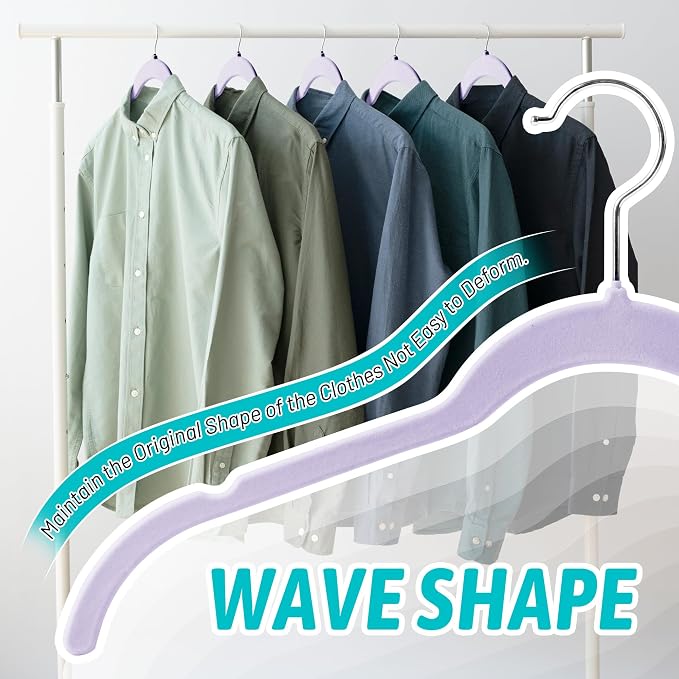 Sishynio Velvet Hangers 50 Pack – Slim Non-Slip Flocked Hangers with 360° Swivel Hook, Space-Saving Closet Organizer for Dresses, Coats, Blouses(Purple) - Image 4