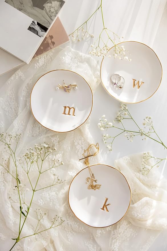 COLLECTIVE HOME - Ceramic Jewelry Tray, Decorative Trinket Dish for Rings Earrings Necklaces Bracelet Watch Keys, Birthday Mother's Day Christmas Gift for Women, 4.75", White Surface (R) - Image 5