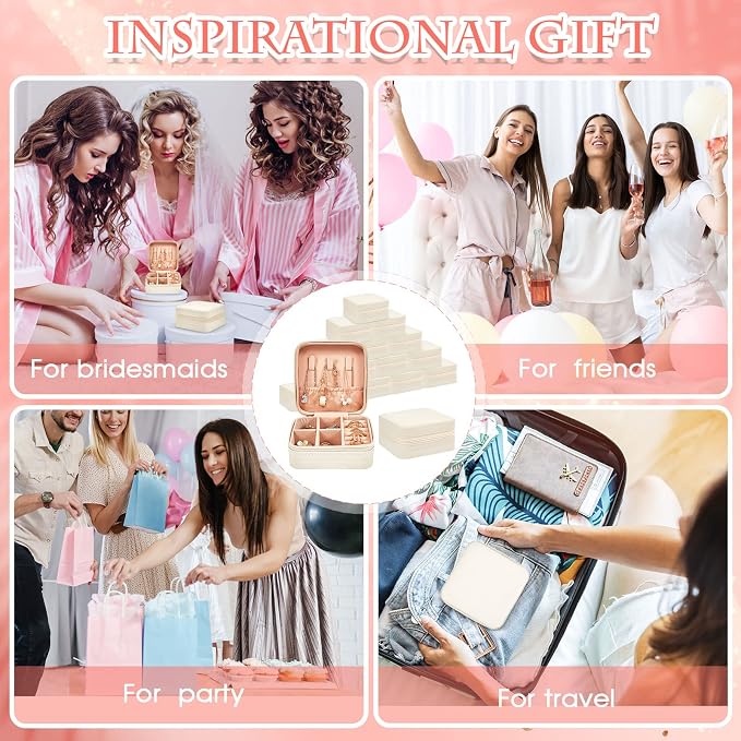 Taiyin Travel Jewelry Case, Bridesmaid Gifts Mini Jewelry Organizer, PU Leather Portable Earring Box for Women Girls - Image 6