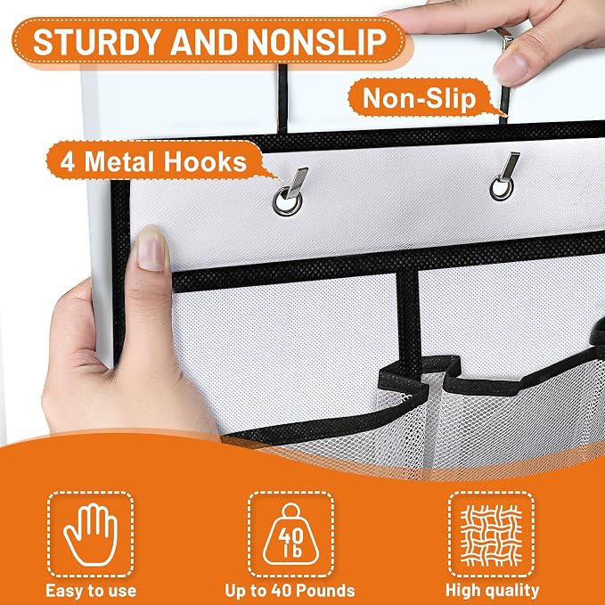 Aheroi 35 Pockets Large Over the Door Organizer, Breathable Mesh Pockets Shoe Organizer, Hanging Shoe Organizers Mesh Closet Shoe Holder Hanger Holds Up to 40 lbs, Space Saving Shoe Rack - Image 3