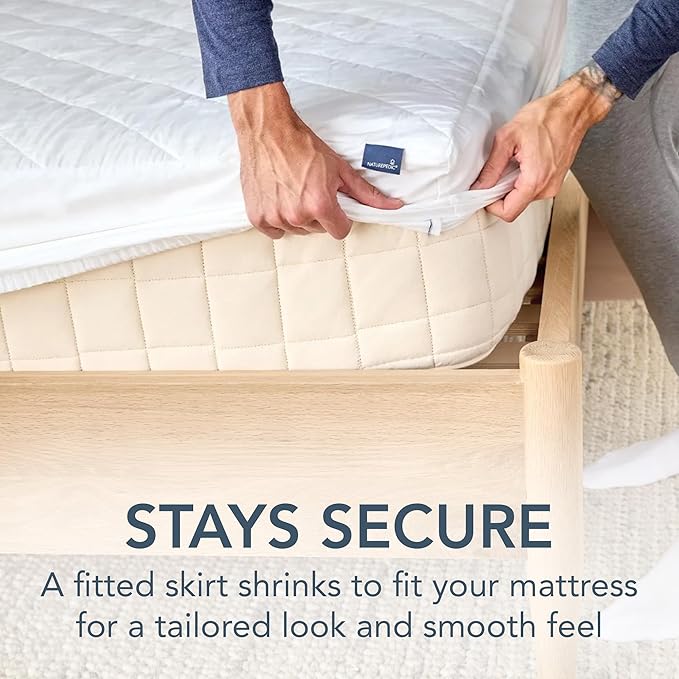 Naturepedic Organic Cotton Mattress Protector - Quilted Organic Cotton Mattress Pad with GOTS-Certified Non-Toxic, 100% Cotton Fabric and Fill - Twin Size Mattress Cover 38" W x 75" L