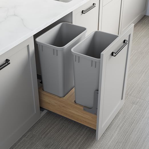 Dowell 5 Pack 50Qt Wastebasket Trash Container, 13Gal, Plastic, Stackable, for Kitchen/Bathroom/Office, Fits Under Sink/Desk - Grey (5, 50 QT) - Image 3
