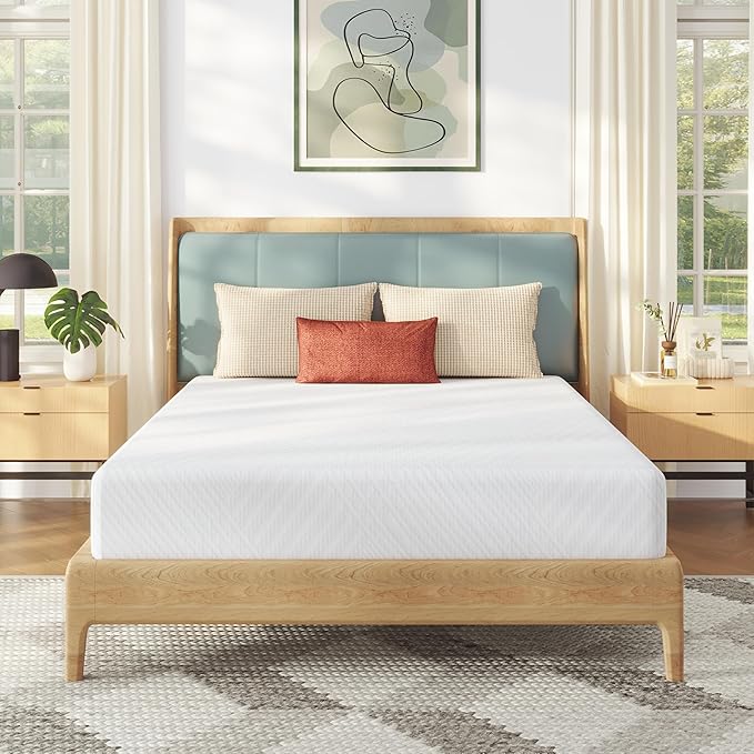 MLILY Queen Mattress in a Box, 8 inch Mattresses for Platform Bed Double Size Daybed, Green Tea Memory Foam Medium Firm