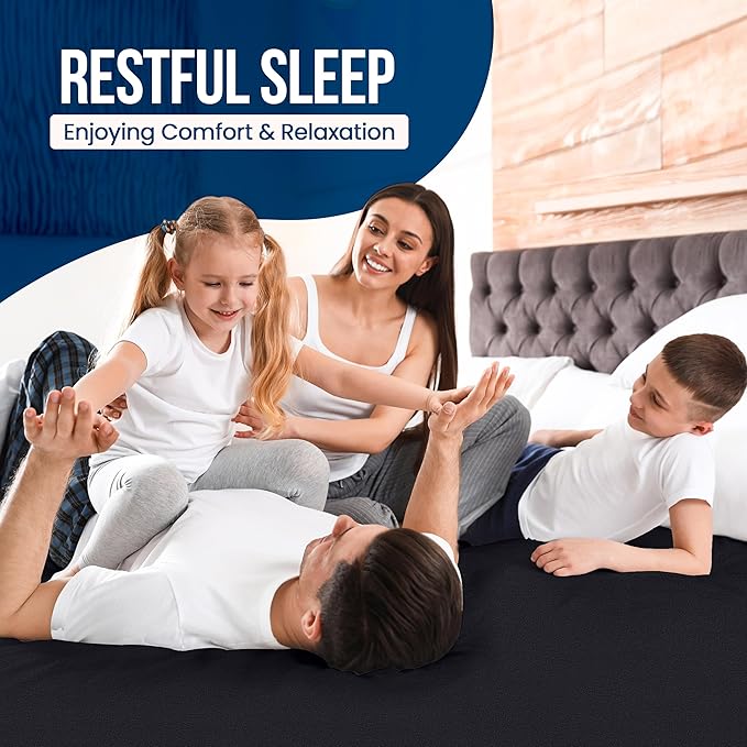 Twin Size Mattress Protector Waterproof, Premium 200 GSM Terry Mattress Cover, Soft & Breathable Bed Cover, Fitted Sheet Style Stretchable Deep Pockets 15" by Utopia Bedding (Black)