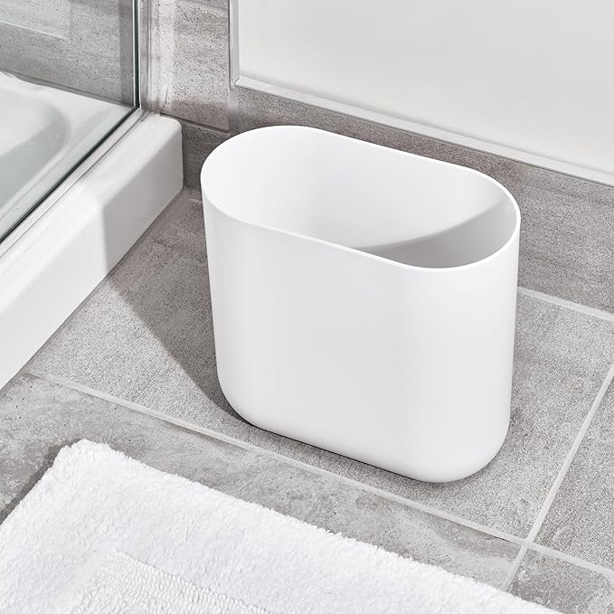 iDesign Small Slim Plastic Bathroom Trash Can, Garbage Can for Bedroom, Office, Desk, Dorm, 2-Pack, White - Image 7