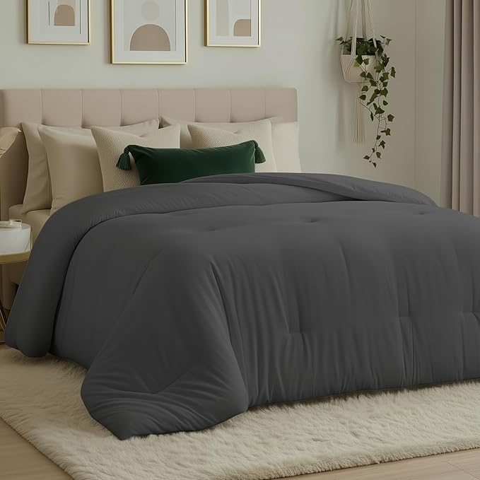 Utopia Bedding Comforters King Size, All Season Duvet Insert, Down Alternative King Comforter with Corner Tabs, Machine Washable Bed Comforter 90 x 102 Inches (Grey)