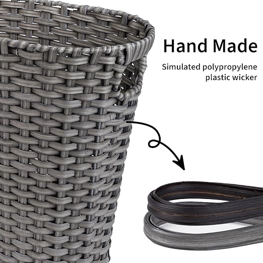 GRANNY SAYS Wicker Bathroom Trash Can, Wicker Waste Basket for Bathroom, Office Trash Can, Trash Bin for Bedroom, Wastebasket with Handles, 19 Liters/5 Gallons - Image 3