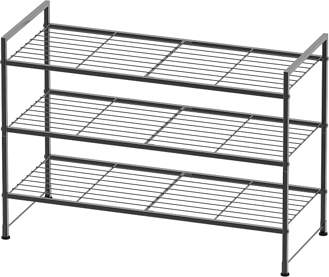 Simple Houseware 3-Tier Stackable Shoes Rack Storage Shelf, Black by SimpleHouseware