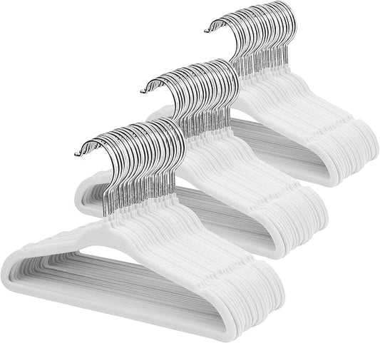ManGotree 11" Baby Velvet Hangers, Non-Slip Kids Coat Hangers with 360° Swivel Hook, Ultra-Thin Felt Children's Hanger for Infant & Toddler Clothes, 66 Pack (White) by ManGotree