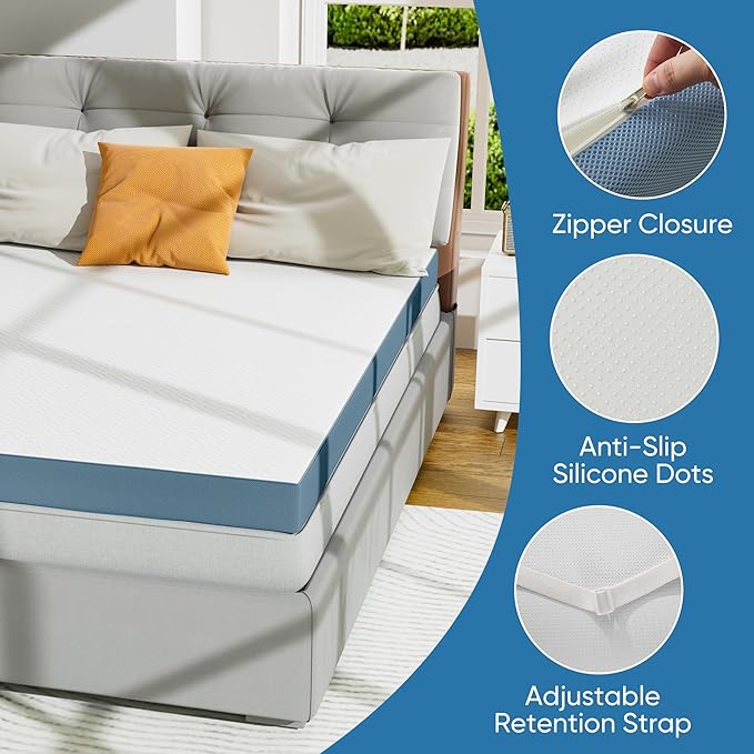4 Inch Firm Mattress Topper King Size, Memory Foam Mattress Topper Extra Support, High-Density Memory Foam Bed Topper for Pain Relief, with Removable Soft Cover, CertiPUR-US Certified