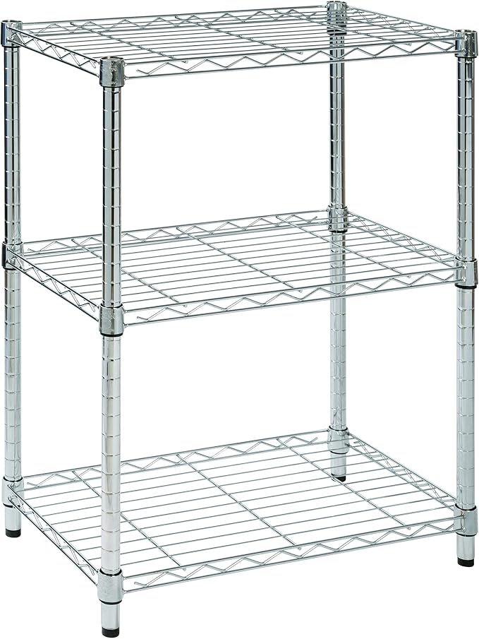 Honey-Can-Do 3-Tier Heavy Duty Adjustable Shelving Unit, 250-lb Per Shelf Metal Storage Rack, Wire Shelf for Kitchen Garage Pantry Closet, Chrome, 24 x 14 x 30 in - Image 4