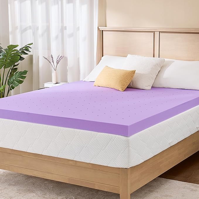 2 Inch Twin Lavender Infusion Memory Foam Mattress Topper for Relaxing Sleep, Ventilated & Pressure Relieving, CertiPUR-US Certified, Medium Firm Topper in a Box, Twin Size, 38"x75"