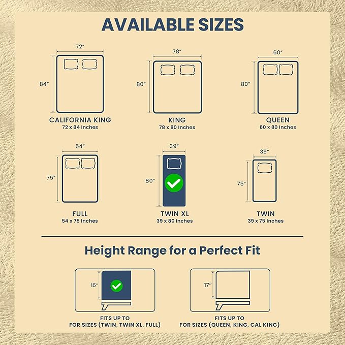 Twin XL Size Mattress Protector Waterproof, Premium 200 GSM Terry Mattress Cover, Soft & Breathable Bed Cover, Fitted Sheet Style Stretchable Deep Pockets 15" by Utopia Bedding (Beige)