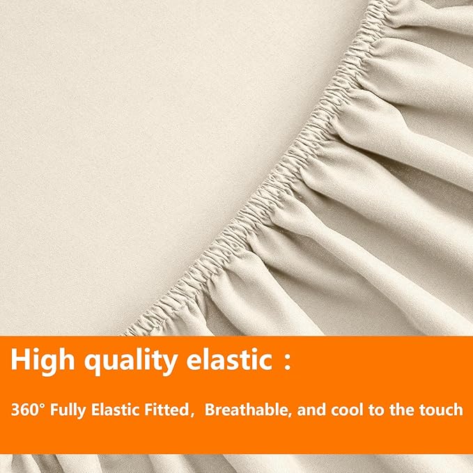 TAIMIT Light Beige King Comforter Set - 7 Pieces, Bed in a Bag Bedding Sets with All Season Soft Quilted Warm Fluffy Comforter,Flat Sheet,Fitted Sheet,2 Pillow Shams,2 Pillowcases