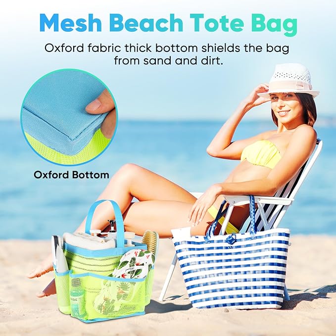 EUDELE Mesh Shower Caddy Portable, 8-Pocket Large Capacity, Quick Dry, Easy Clean, Ideal for Beach, Swimming, Gym, Travel - Image 5