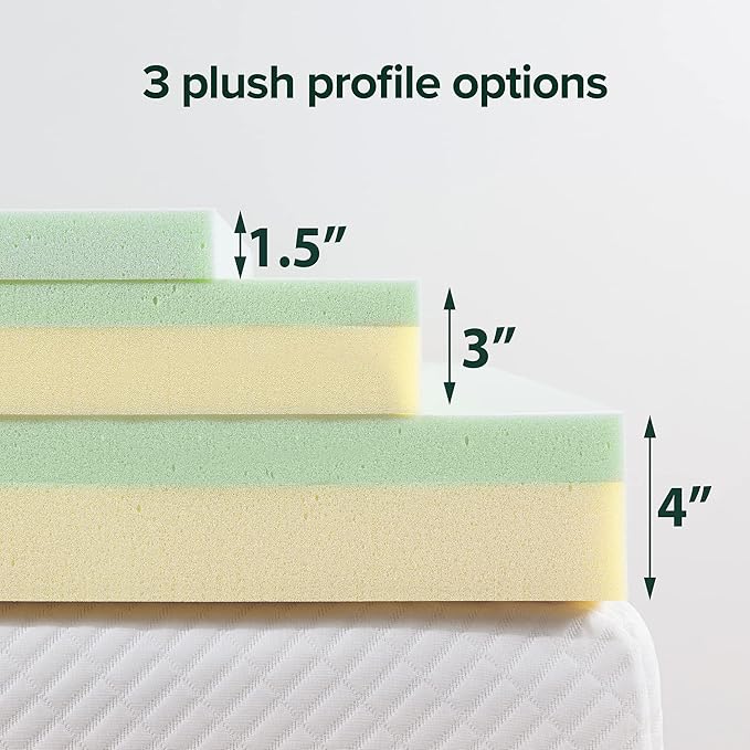 Zinus Green Tea Memory Foam Mattress Toppers, Short Queen (AZ-GTFT-300SQ)