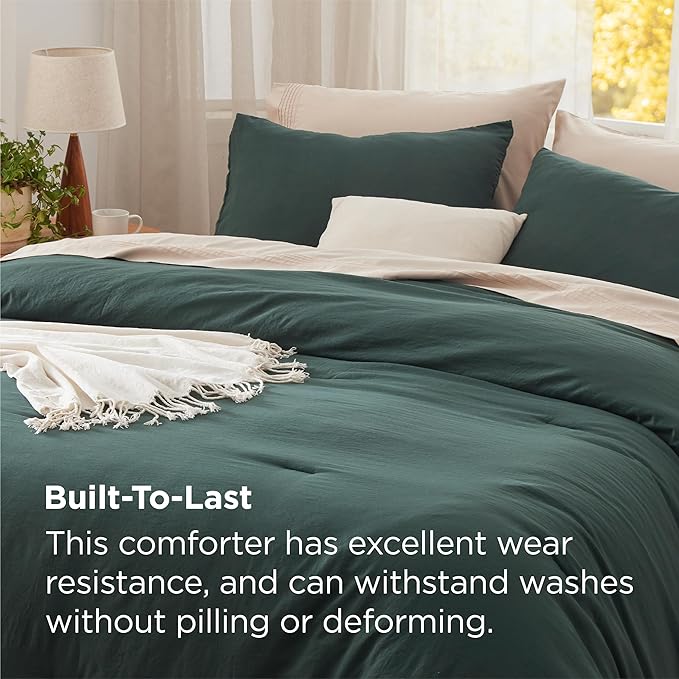 Bedsure King Comforter Set, Forest Green Soft Prewashed Bedding for All Seasons, 3 Pieces GentleSoft™ Bed Set, 1 Lightweight Comforter (104"x90") and 2 Pillowcases (20"x36")