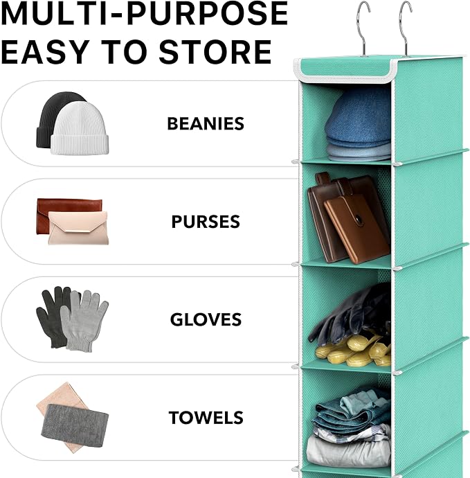 Simple Houseware 10 Shelves Hanging Shoes Organizer Holder for Closet, Turquoise - Image 7