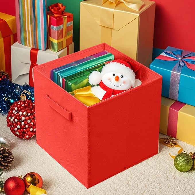ShellKingdom Storage Bins, Foldable Fabric Storage Cubes and Cloth Storage Organizer Drawer for Closet and Toys Storage, 2 Pack (Red) - Image 7