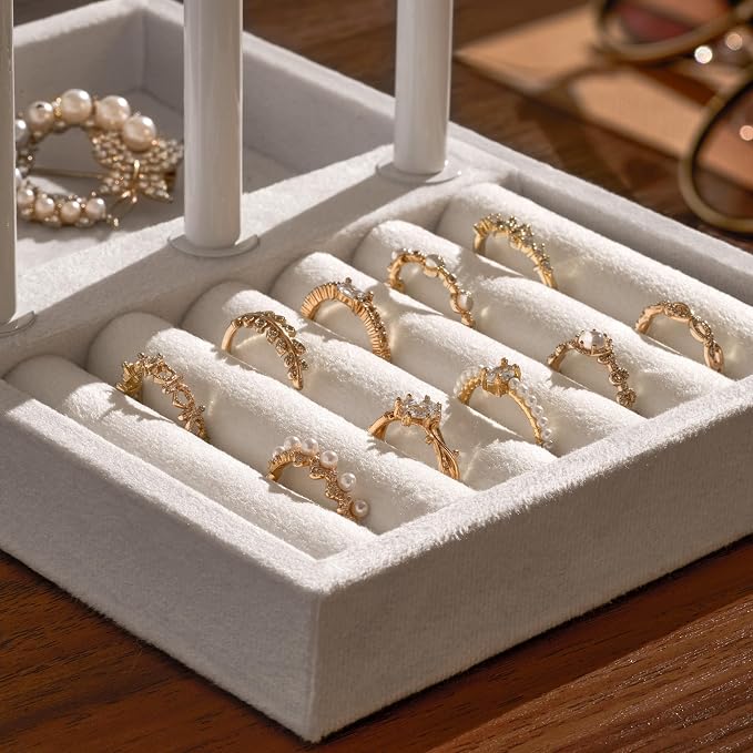 bussdis 3 Tier Bracelet Holder Display - Detachable T Bar Pure White Velvet Bracelet Holder, Jewelry Holder Organizer for Bracelet, Necklace, Earrings, Rings - Image 2