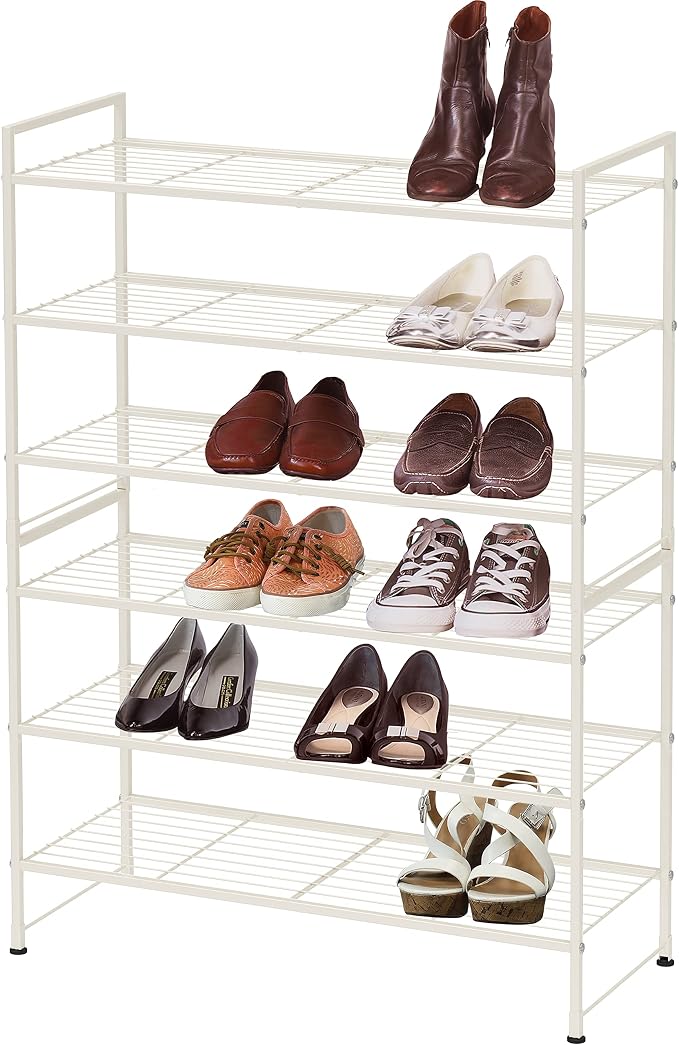 Simple Houseware 3-Tier Stackable Shoes Rack Storage Shelf, White - Image 3