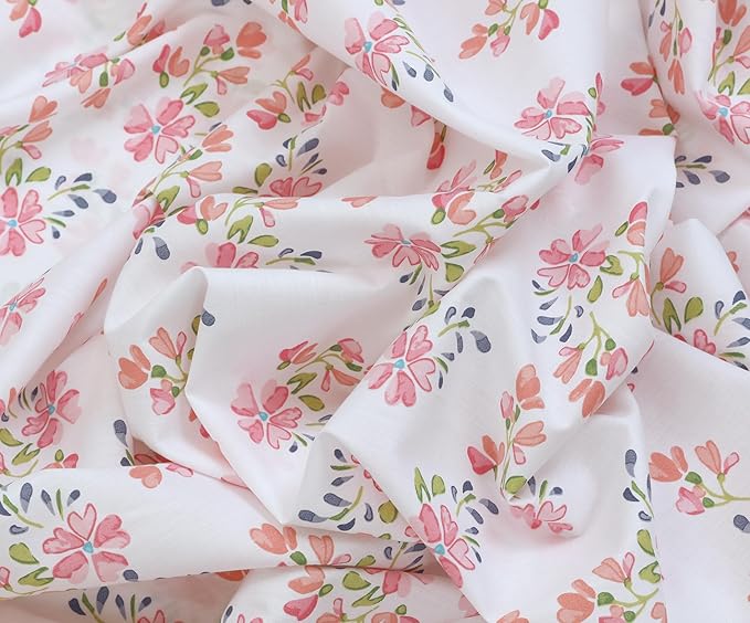 RUVANTI 100% Cotton Sheets – Twin XL Size Percale Bedding, Cooling & Breathable Floral Design, Durable with a Crisp, Soft & Comfortable Feel, 16" Deep Pocket, 3-Piece Set, Bloomex