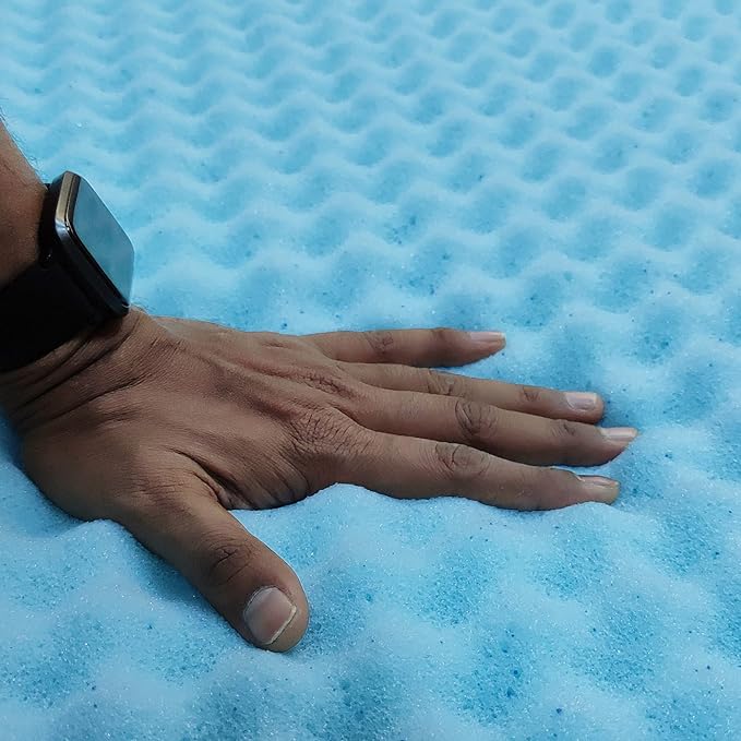 Treaton, 3-Inch Premium Convoluted Gel Memory Foam Toppers for Enhanced Comfort and Support, King, Blue