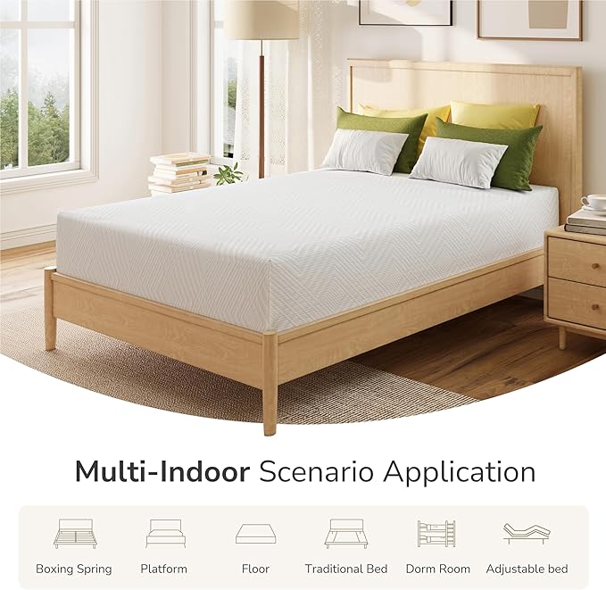 MLILY Full Mattress in a Box, 12 inch Mattresses for Platform Bed Double Size Daybed Bunk, Green Tea Memory Foam Mattress for Cool Sleep & Pressure Relief, Medium Firm
