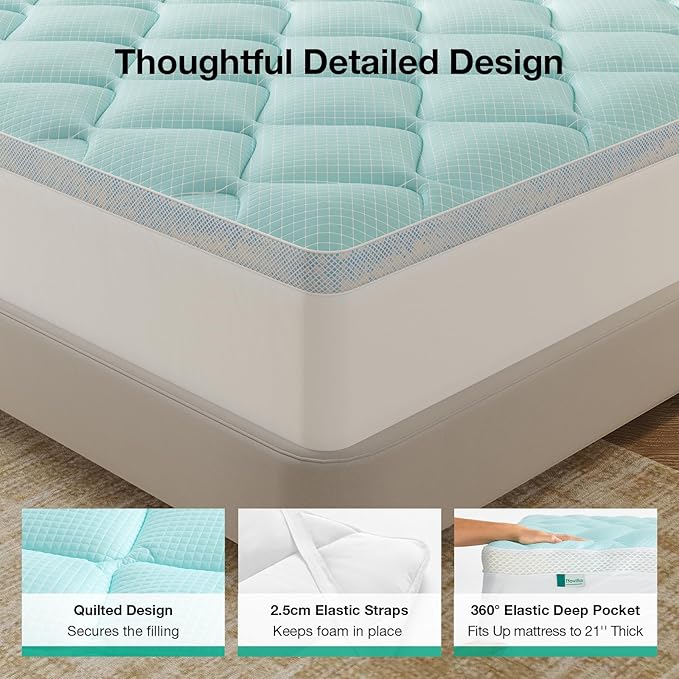 Novilla 4 Inch Dual Layer Memory Foam Mattress Topper, 2 Inch Gel Memory Foam and 2 Inch Cooling Down-Alternative Mattress Pad Cover for Back Pain, Breathable & Certi-Safe, Full