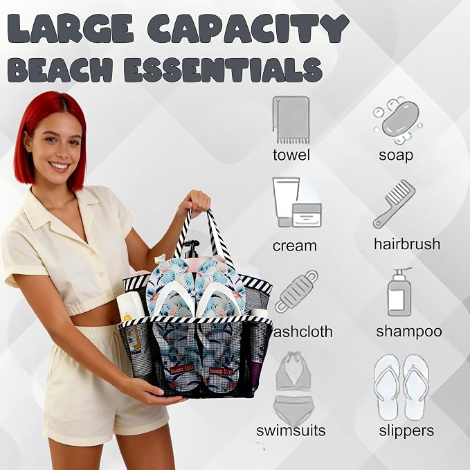 Attmu 2 Pack Mesh Shower Caddy Portable, Quick Dry Hanging Shower Tote Bag for College Dorm Room Essentials, Large Capacity Shower Caddy Dorm for Bathroom Gym Swimming - Image 2