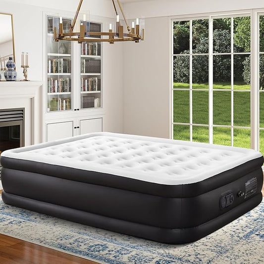 18" Portable Queen Air Mattress with Built-in Pump, Quiet Inflatable Guest Bed for Home Use, Supports Up to 660 lbs, Durable Inflatable Mattress, 79.93" L x59.85 W x17.72 H