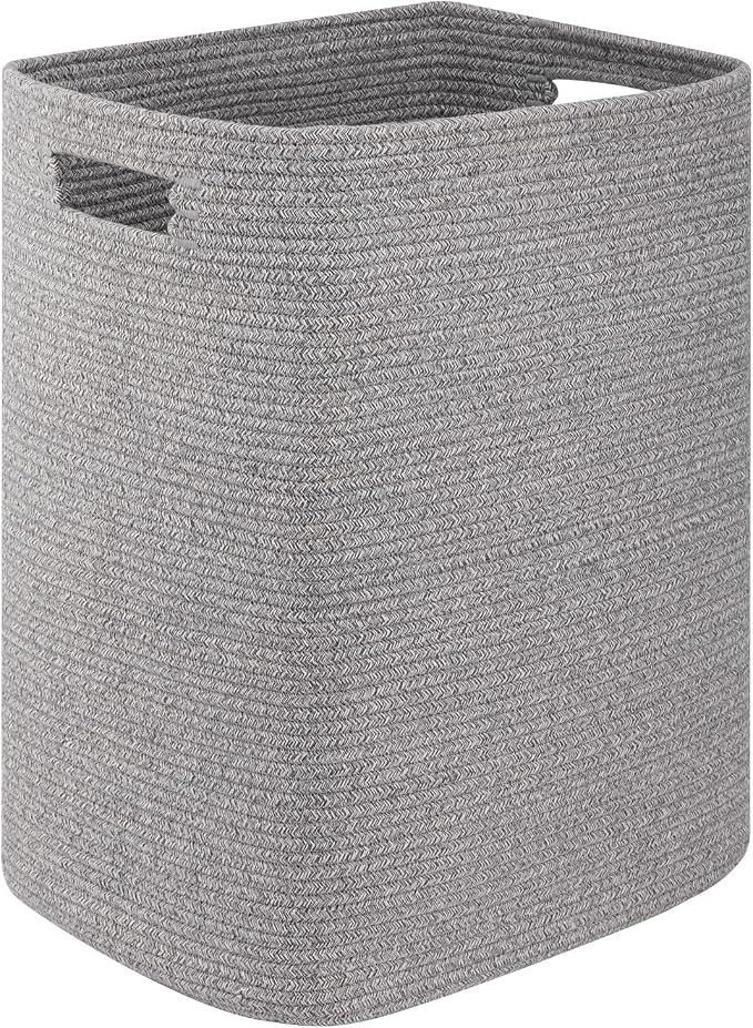 OIAHOMY Laundry Hamper, Laundry Basket，Rectangle Cotton Storage Basket with Handles, Large Blanket Basket for Living room, Woven Decorative Storage for Toys,Clothes,Pillows-16x13x22in-Grey variegated - Image 8
