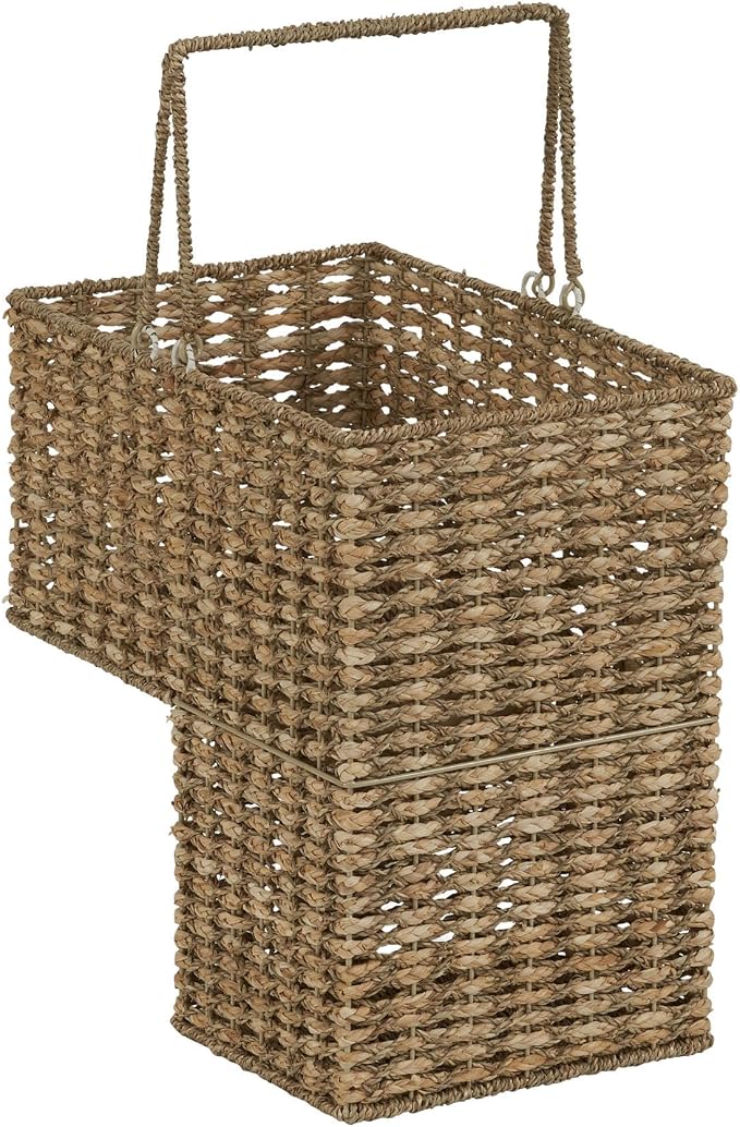Household Essentials Wicker Stair Basket, Wicker Step Organizer with Handles, Use to Collect and Transport Items from Floor to Floor by HouseholdEssentials