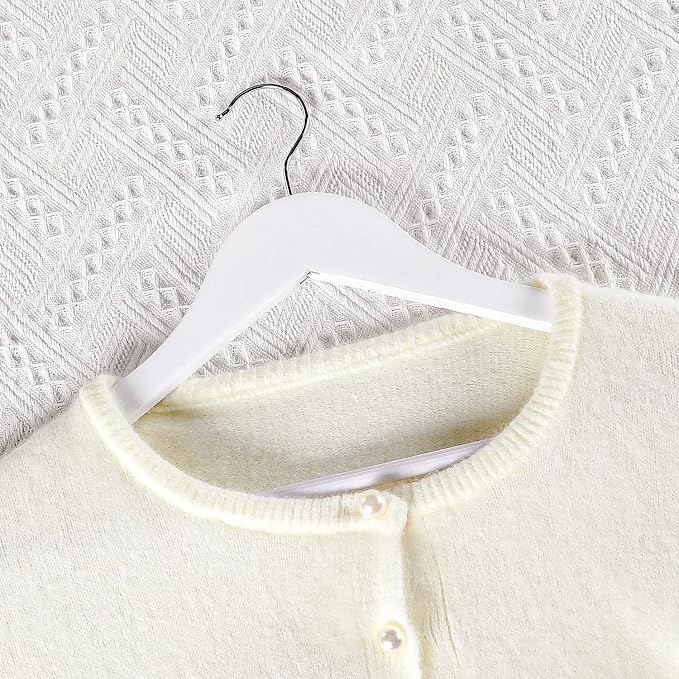 TOPIA HANGER Wooden Coat Hangers 30 Pack, White Wood Suit Hangers with Non Slip Pants Bar, 360° Swivel Hook and Shoulder Notches for Camisole, Jacket, Pants, Smooth Finish Clothes Hangers -CT34W30 - Image 5