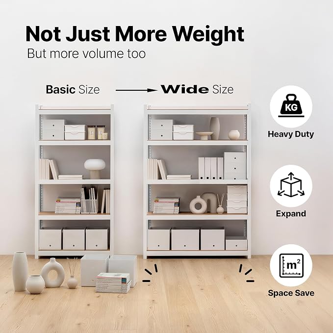 HOMEDANT House 48.1" W 5 Tier Heavy Duty Garage Shelving Adjustable Metal Rack Storage Shelves Standing Shelf Unit Organizers Industrial Warehouse Basement White 2Pack - Image 10