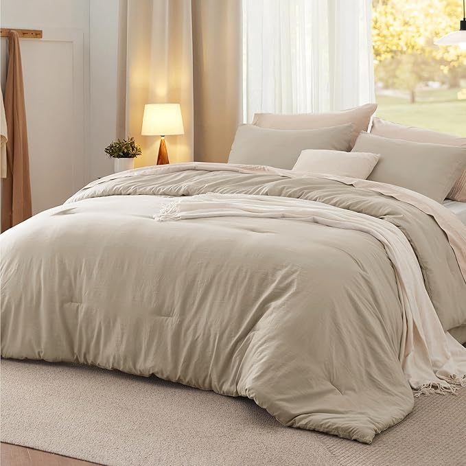 Bedsure King Comforter Set, Sand Soft Prewashed Bedding for All Seasons, 3 Pieces GentleSoft™ Bed Set, 1 Lightweight Comforter (104"x90") and 2 Pillowcases (20"x36")