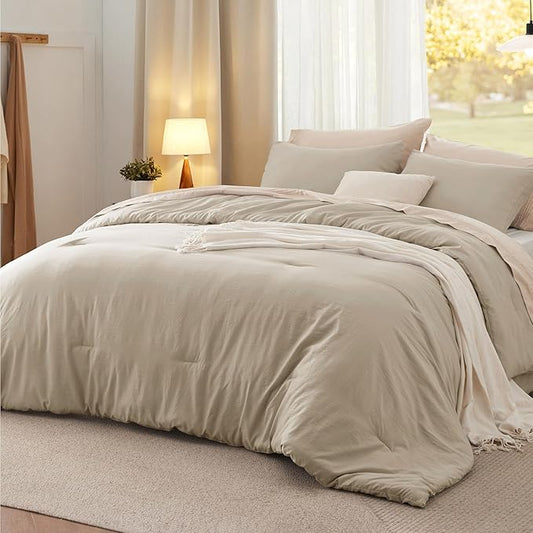 Bedsure King Comforter Set, Sand Soft Prewashed Bedding for All Seasons, 3 Pieces GentleSoft™ Bed Set, 1 Lightweight Comforter (104"x90") and 2 Pillowcases (20"x36")