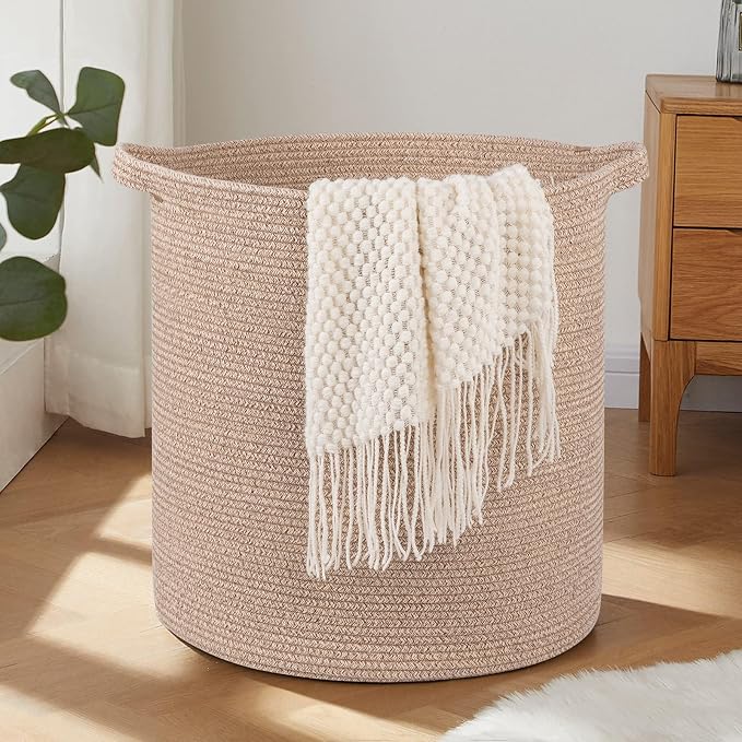 OIAHOMY 80L Laundry Hamper, Storage Basket with Handles, Laundry Basket For Toys, Pillows, Blankets,Clothes-20x18in-Brown by MasterofSpaceOptimization