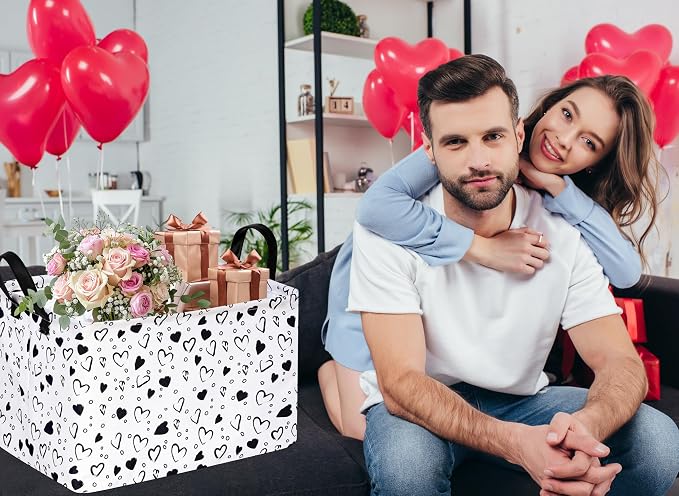 MAIZMZ Girls Empty Gift Basket Heart Print Storage Cube for Women, Closet Shelf Organizer Bins with Handles Nursery hamper Kids Toys Books Box Room Deco - Image 4