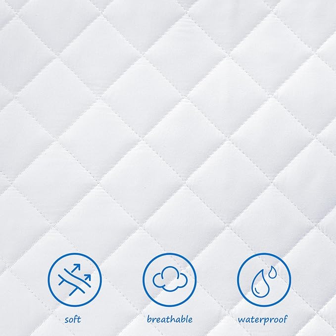 Bassinet Mattress Pad Cover Fit for AirClub/AMKE 3 in 1/HARPPA/TCBunny/MiClassic and Milliard Bedside Sleeper, Waterproof Bassinet Mattress Protector Quilted Bassinet Sheets (21" x 35") 2 Pack