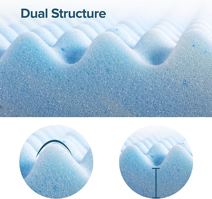 ZINUS 4 Inch Swirl Gel Cooling Memory Foam Mattress Topper, Smaller, More Convenient WonderBox Packaging, Cooling, Airflow Design, CertiPUR-US Certified, Twin