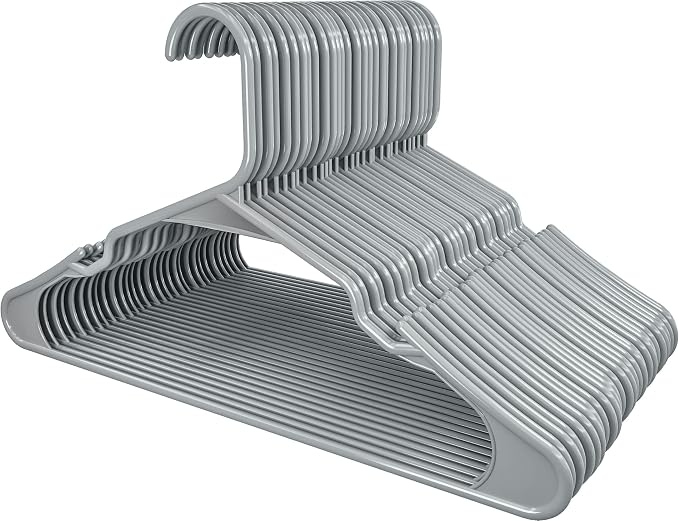 Utopia Home Plastic Hangers 200 Pack - Perfect Space Saving Clothes Hanger - Durable and Strong - Perfect Closet Organizers with Shoulder Grooves (Grey) - Image 6