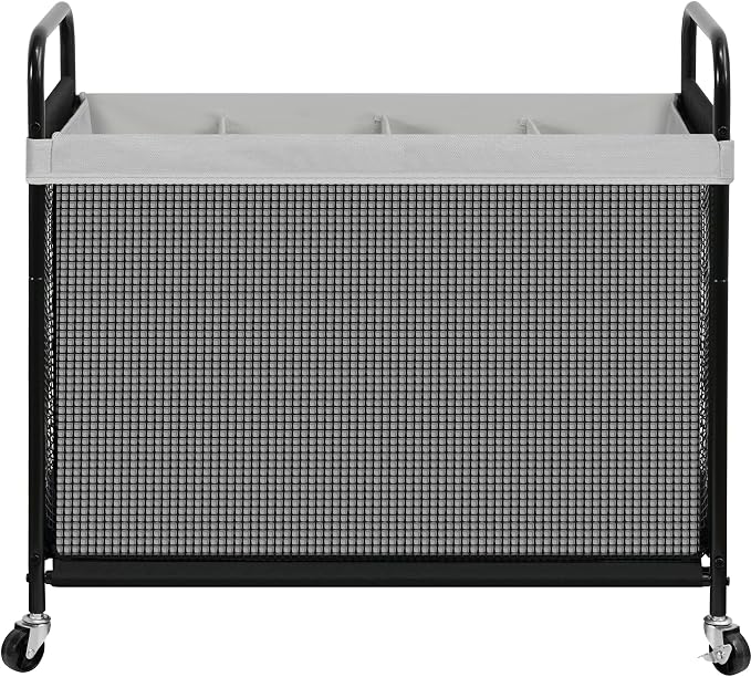 STO STO Laundry Hamper 4 Section, 140L Rolling Laundry Sorter Cart with Removable and Washable Liner Bag, Clothes Hamper with Wheels and Metal Handle for Laundry Room and Bedroom, Gray by STOSTO