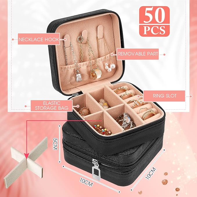 Taiyin Travel Jewelry Case, Bridesmaid Gifts Mini Jewelry Organizer, PU Leather Portable Earring Box for Women Girls - Image 2