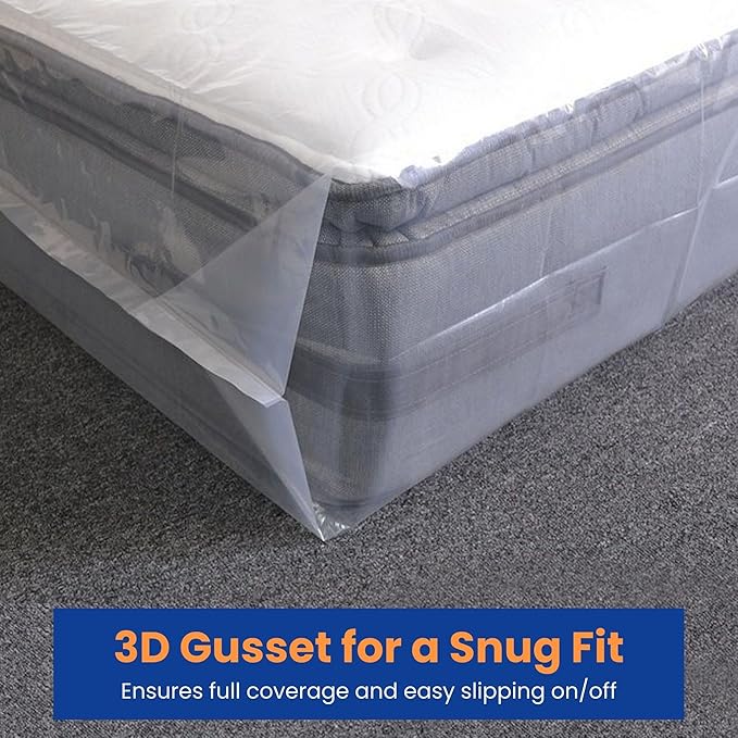 VICMORE 3mil Heavy-Duty Plastic Mattress Bag for King/Cal King Size – Tear-Resistant Mattress Protector Cover for Moving & Storage, Transparent & Easy Fit