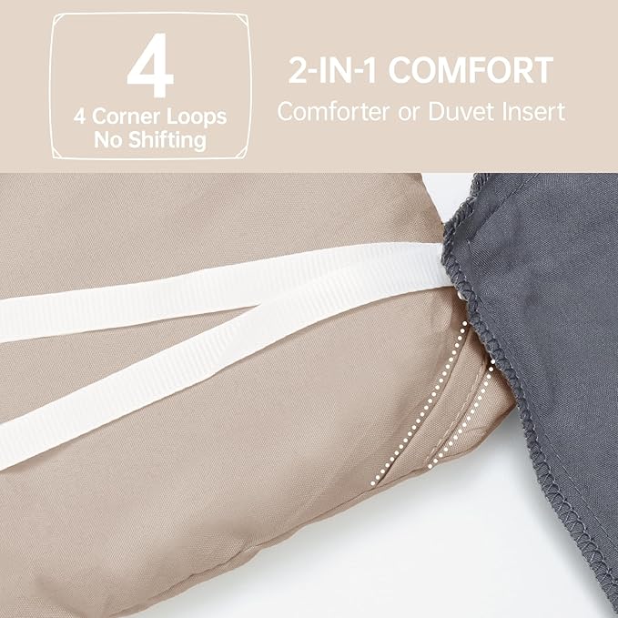 MUXHOMO Queen Comforter Set, All Season Ultra Soft Down Alternative Bedding - 3 Piece Lightweight Bed Set Includes 1 Comforter (90"x90") and 2 Pillow Shams (20"x26"), Dark Linen