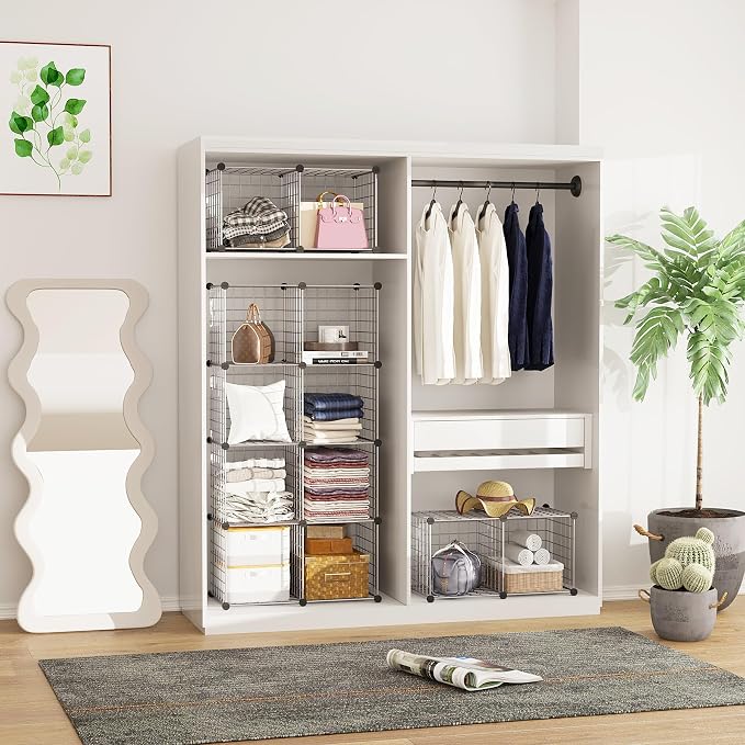 C&AHOME Wire Cube Storage, 12 - Cube Organizer Metal C Grids, Modular Shelves Units, Closet Organizer, Ideal for Home, Office, Living Room, 36.6”L x 12.4”W 48.4”H, Silver Gray UWCS3012G - Image 5