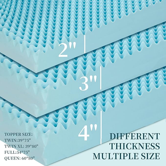 2 Inch Full Mattress Topper, Memory Foam Mattress Topper Full Size with Cooling Gel Egg Crate Matress Toppers, Breathable, CertiPUR-US Certified Dorm Essentials for College RV Apartment