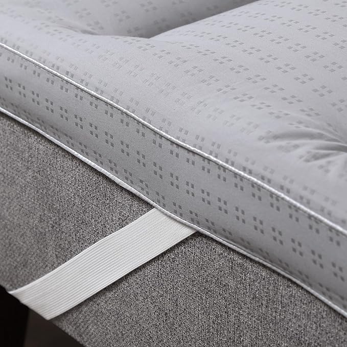 CirclesHome Grey Futon Mattress Toppers with Anti-Slip Anchors - Futon Cover Filled with Plush Down Alternative Fill - Full Size Futon Cover is Soft, Comfortable and Allergy Free (Size: 54 x 75 x 2)